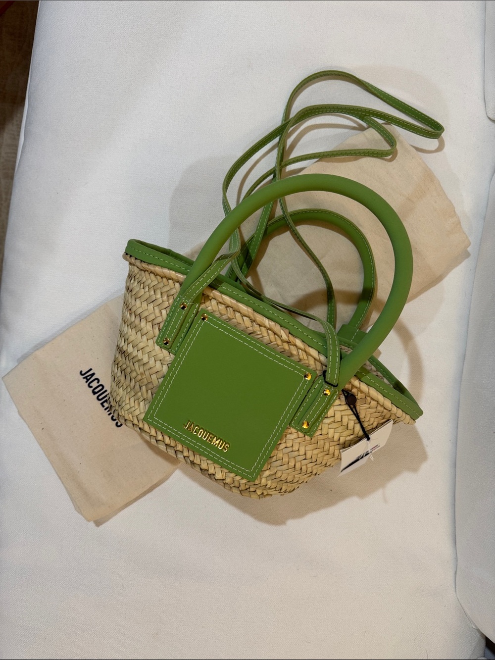 Jacquemus Straw Tote with Light Green Leather Trim NWT and dust bag - Picture 2 of 4